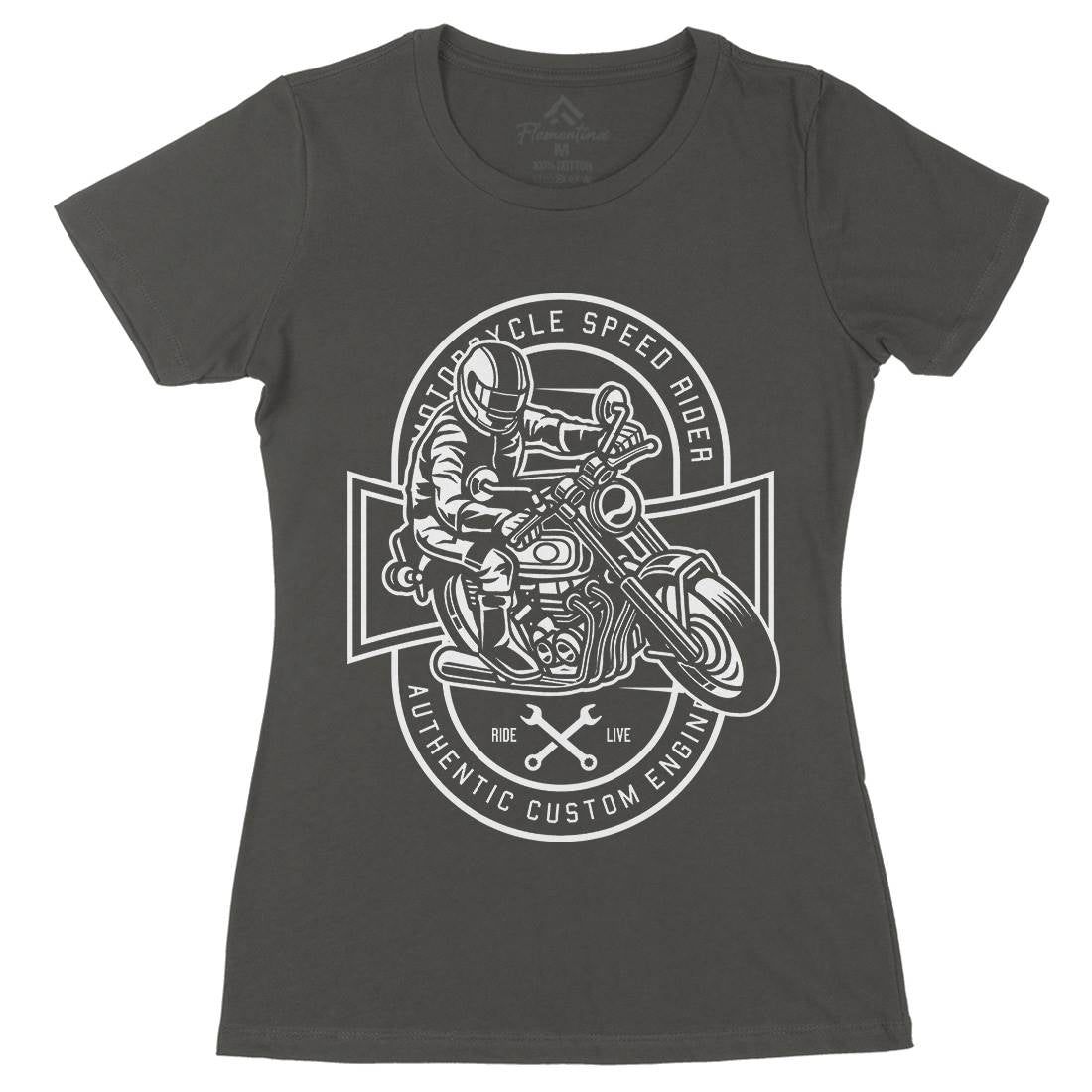 Speed Rider Womens Organic Crew Neck T-Shirt Motorcycles B640