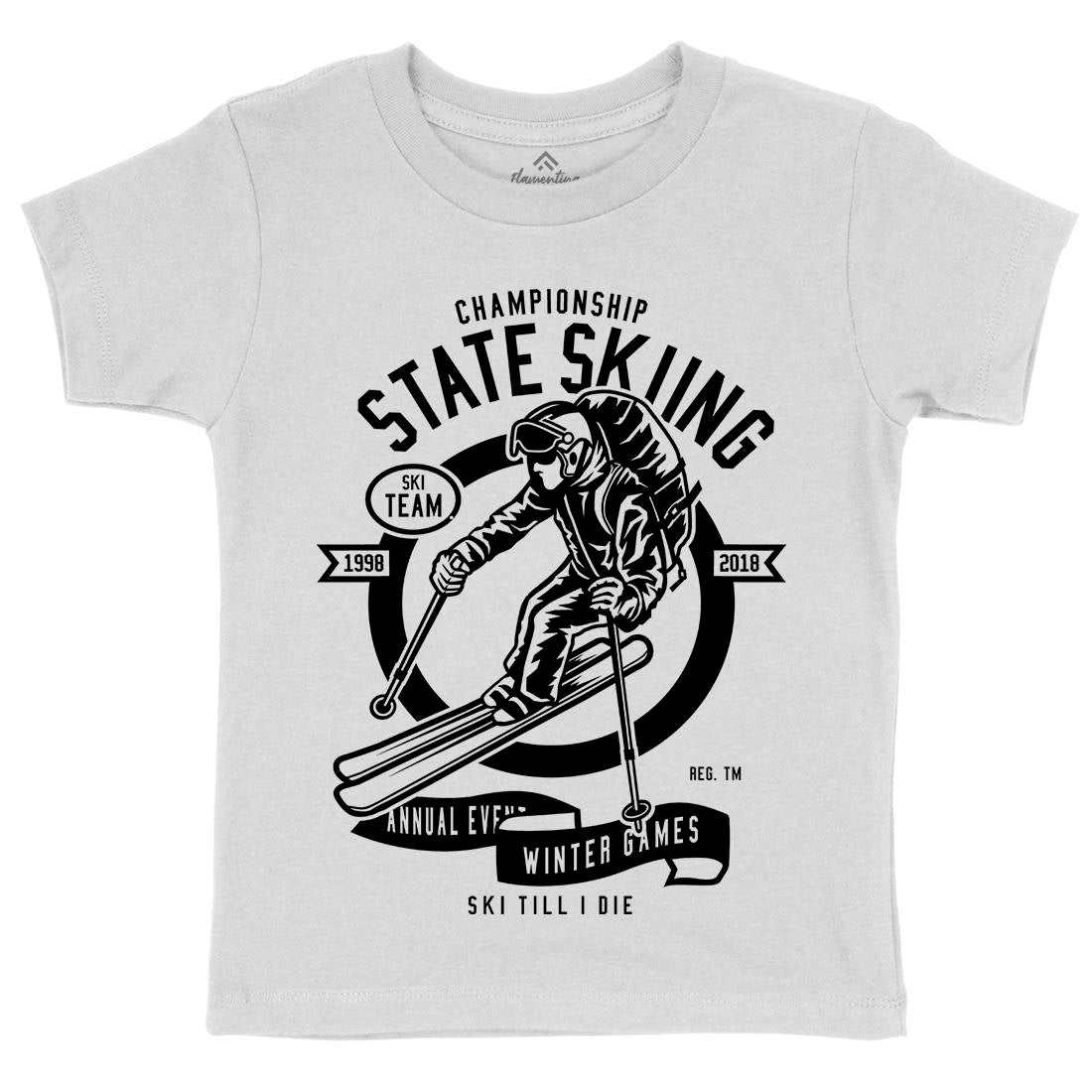 State Skiing Kids Organic Crew Neck T-Shirt Sport B643