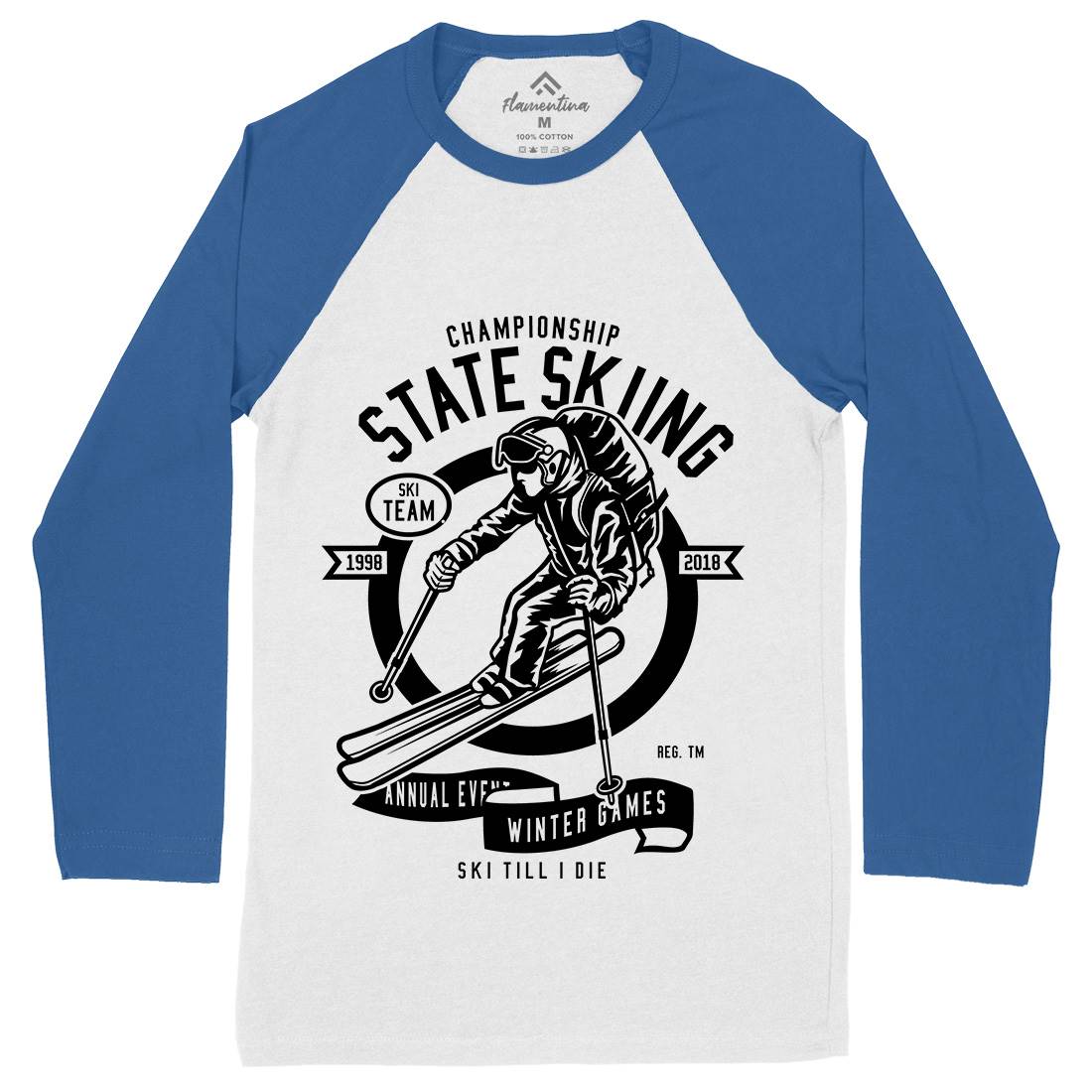 State Skiing Mens Long Sleeve Baseball T-Shirt Sport B643