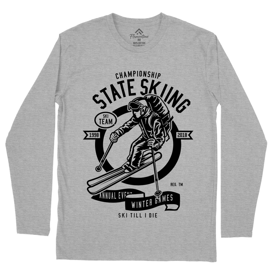 State Skiing Mens Long Sleeve T-Shirt Sport B643