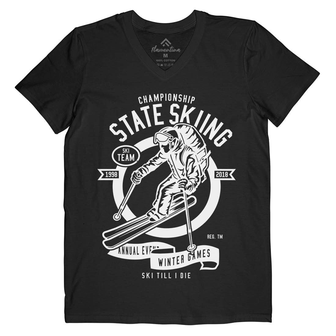 State Skiing Mens V-Neck T-Shirt Sport B643