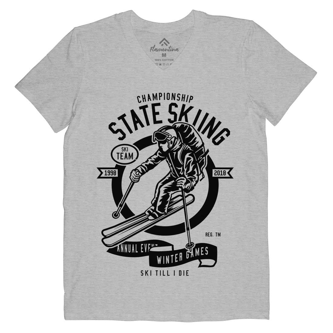State Skiing Mens V-Neck T-Shirt Sport B643