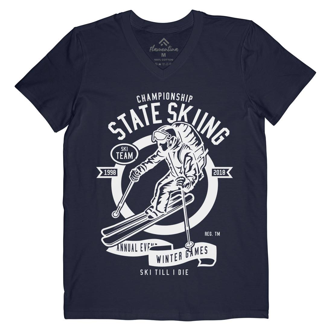 State Skiing Mens Organic V-Neck T-Shirt Sport B643
