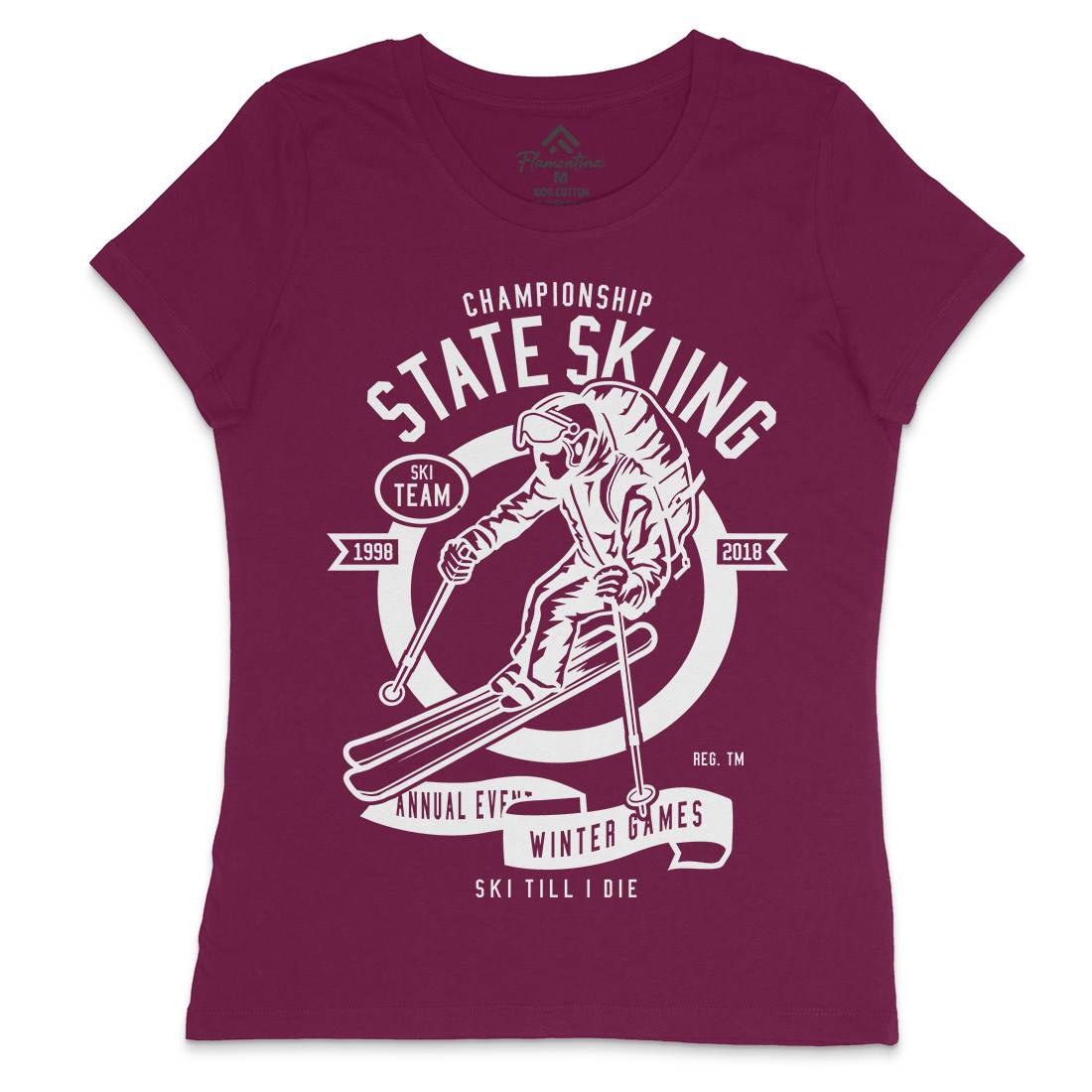 State Skiing Womens Crew Neck T-Shirt Sport B643