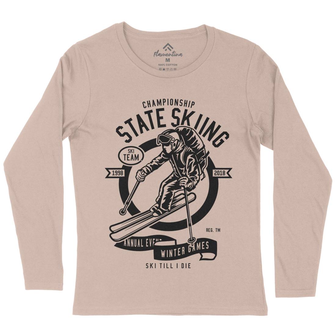 State Skiing Womens Long Sleeve T-Shirt Sport B643