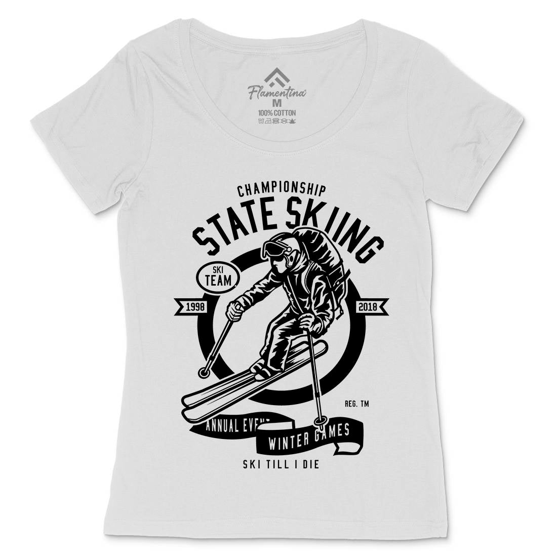 State Skiing Womens Scoop Neck T-Shirt Sport B643