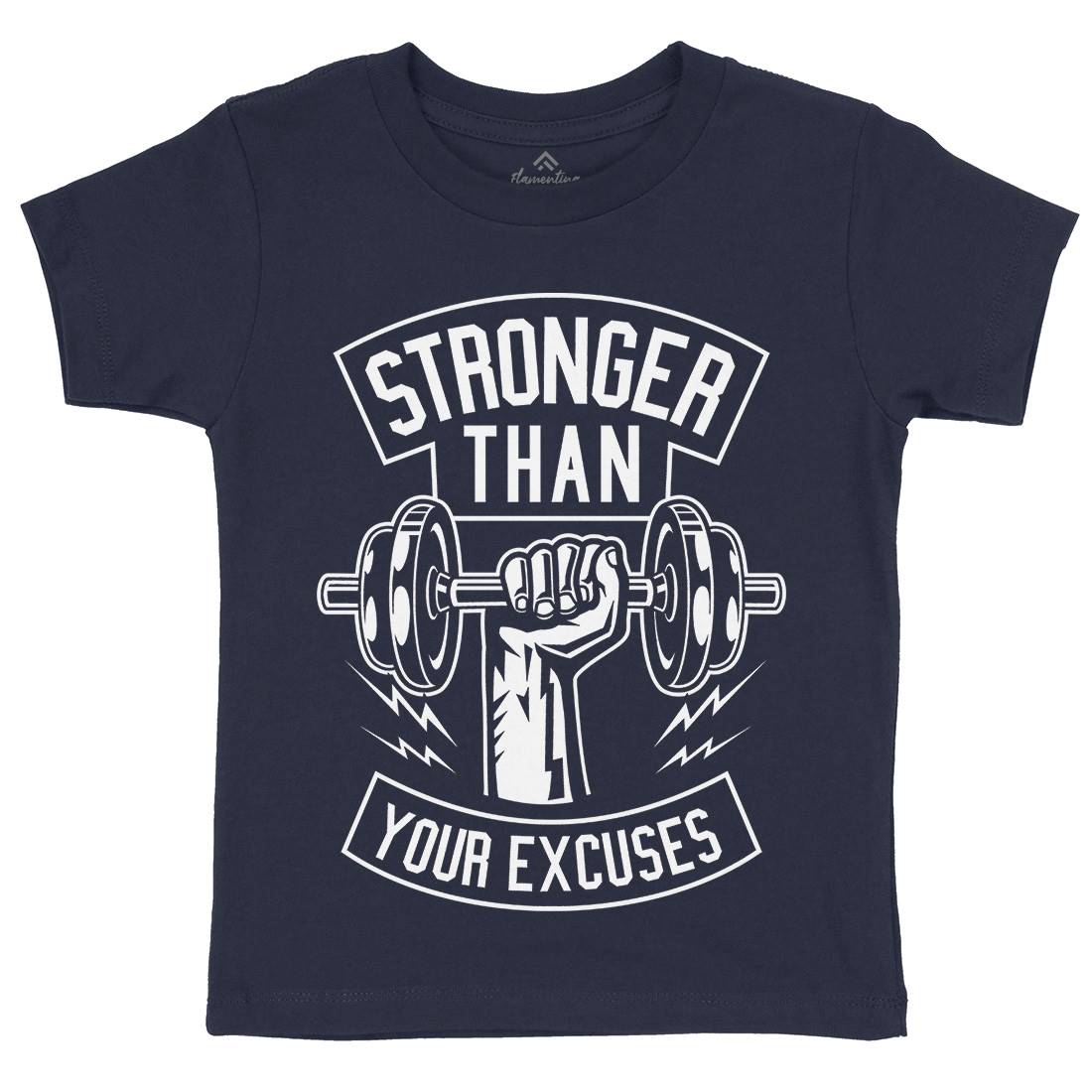 Stronger Than Your Excuses Kids Crew Neck T-Shirt Gym B644