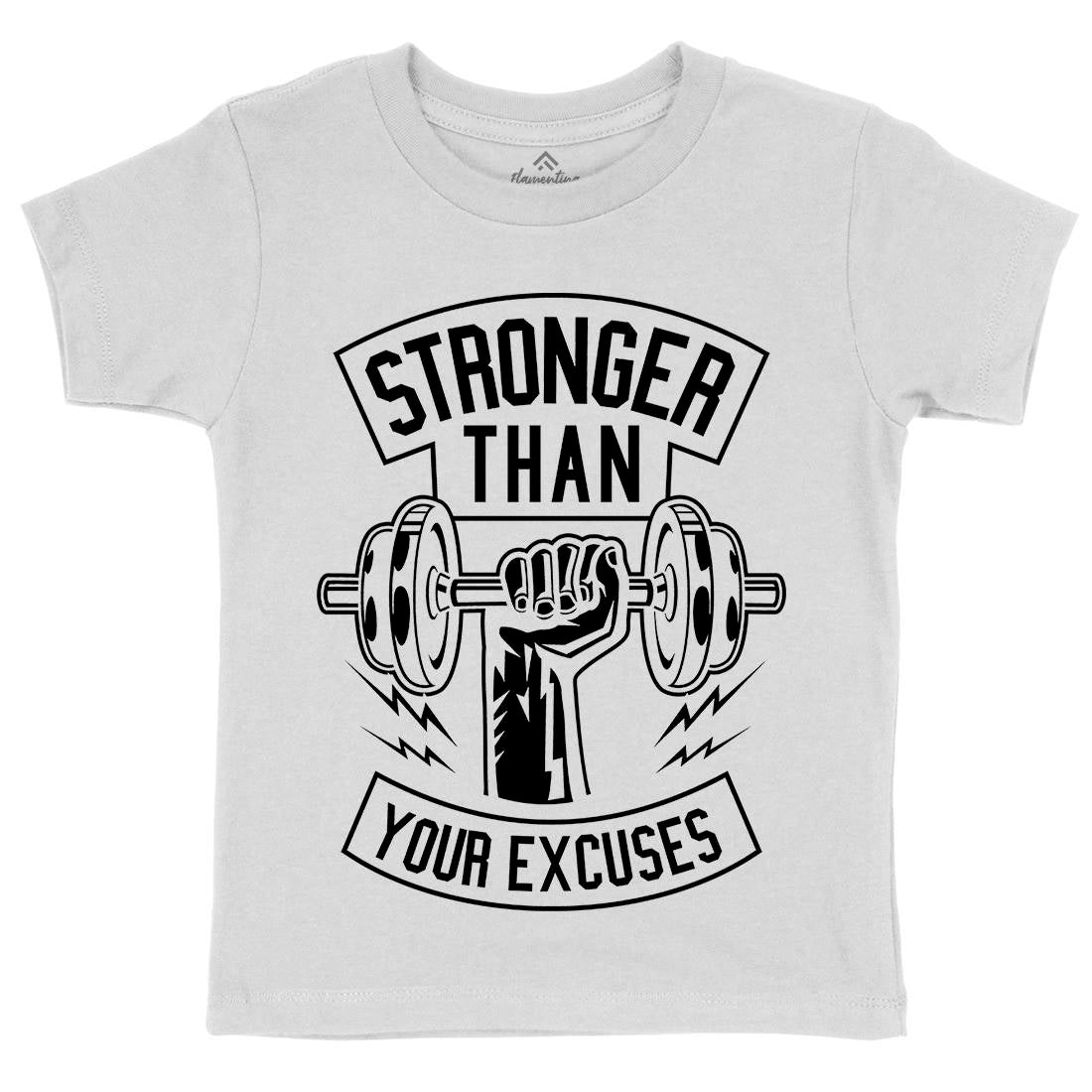 Stronger Than Your Excuses Kids Crew Neck T-Shirt Gym B644