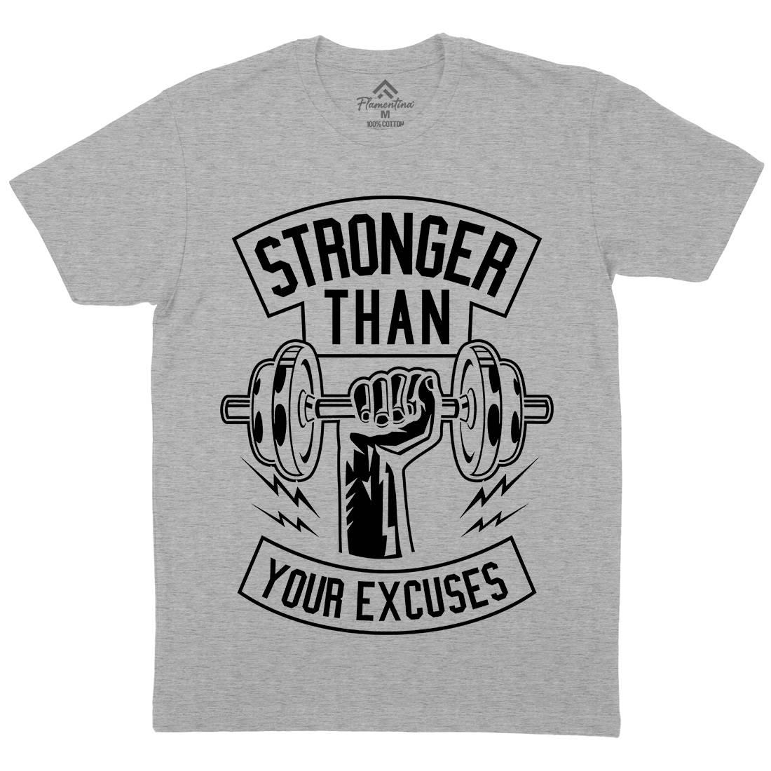 Stronger Than Your Excuses Mens Organic Crew Neck T-Shirt Gym B644