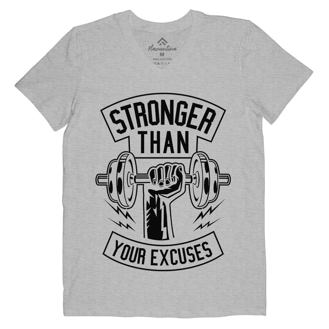Stronger Than Your Excuses Mens V-Neck T-Shirt Gym B644