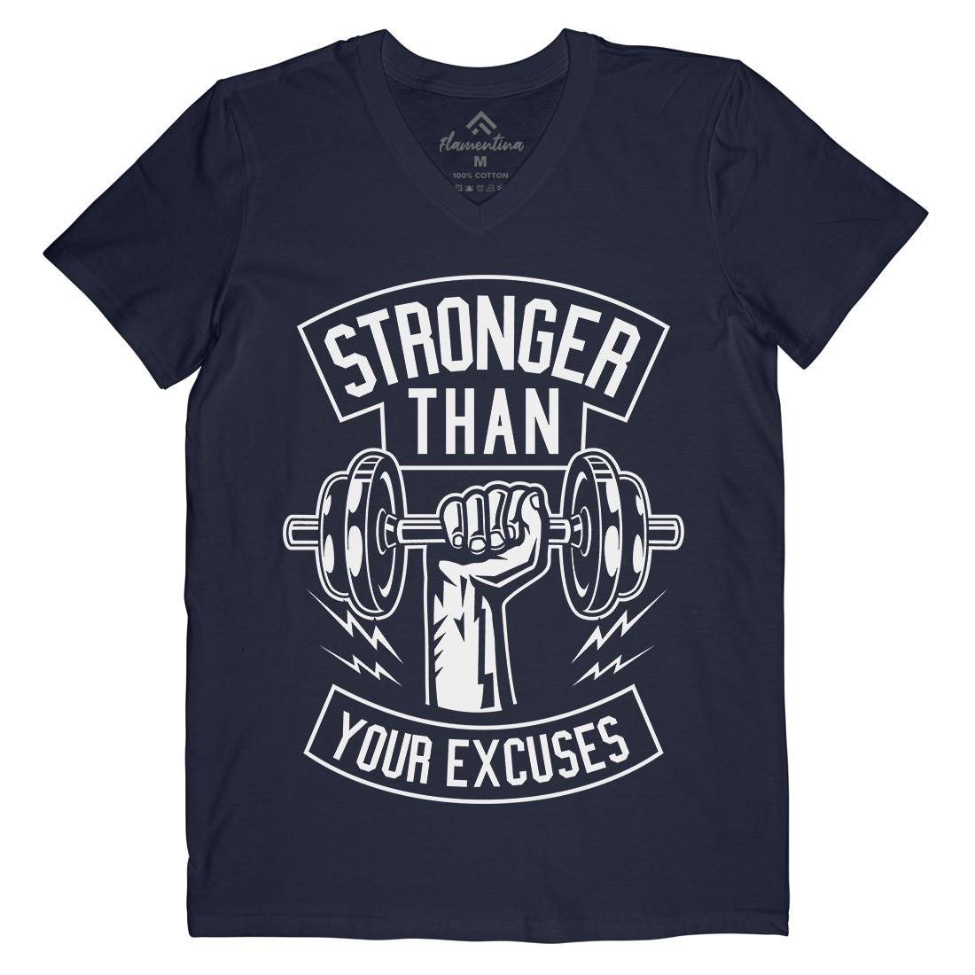 Stronger Than Your Excuses Mens Organic V-Neck T-Shirt Gym B644