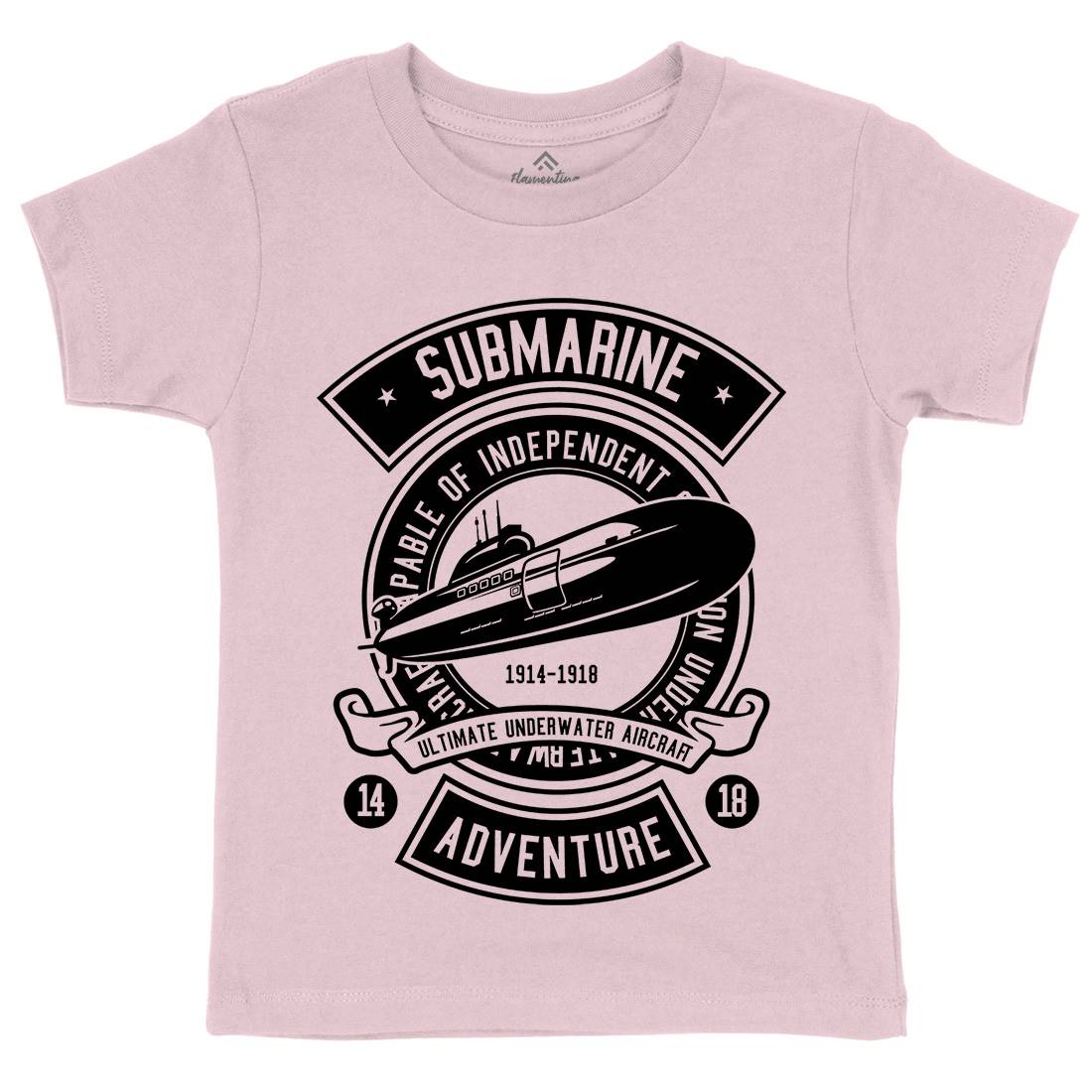 Submarine Kids Organic Crew Neck T-Shirt Navy B645