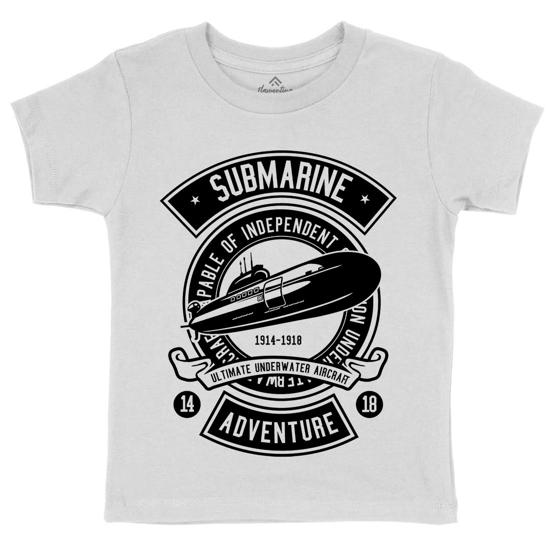 Submarine Kids Organic Crew Neck T-Shirt Navy B645