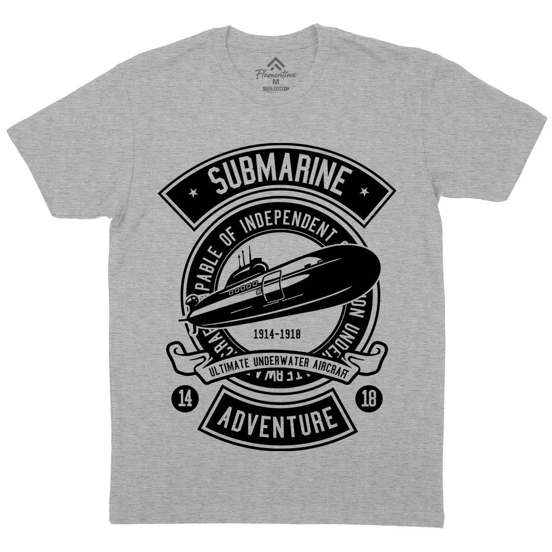 Submarine Mens Organic Crew Neck T-Shirt Navy B645