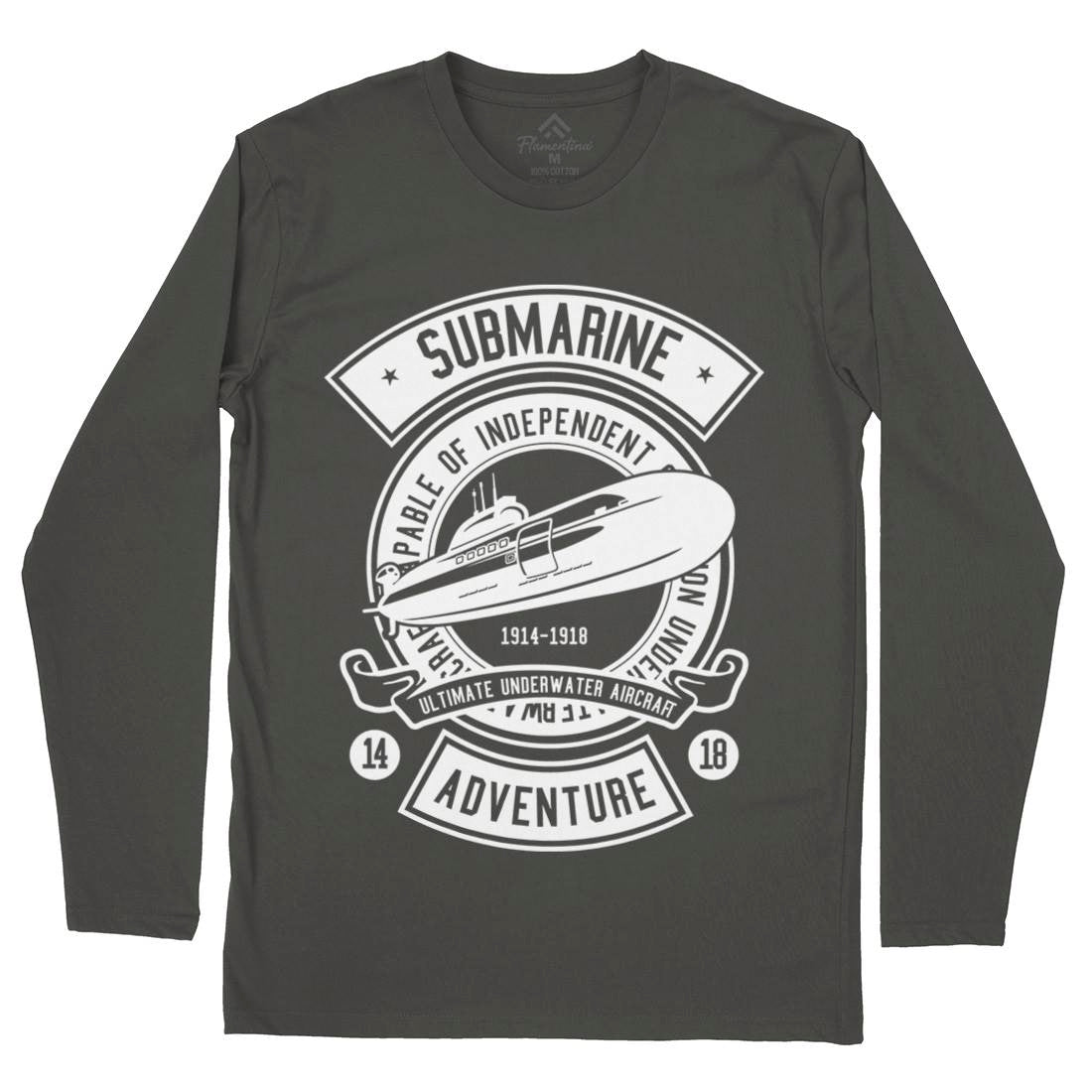 Submarine Mens Long Sleeve T-Shirt Navy B645