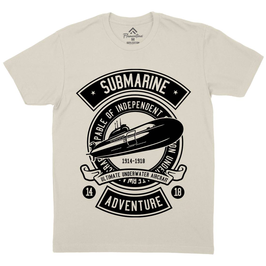 Submarine Mens Organic Crew Neck T-Shirt Navy B645