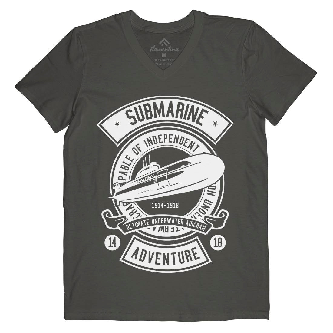 Submarine Mens V-Neck T-Shirt Navy B645