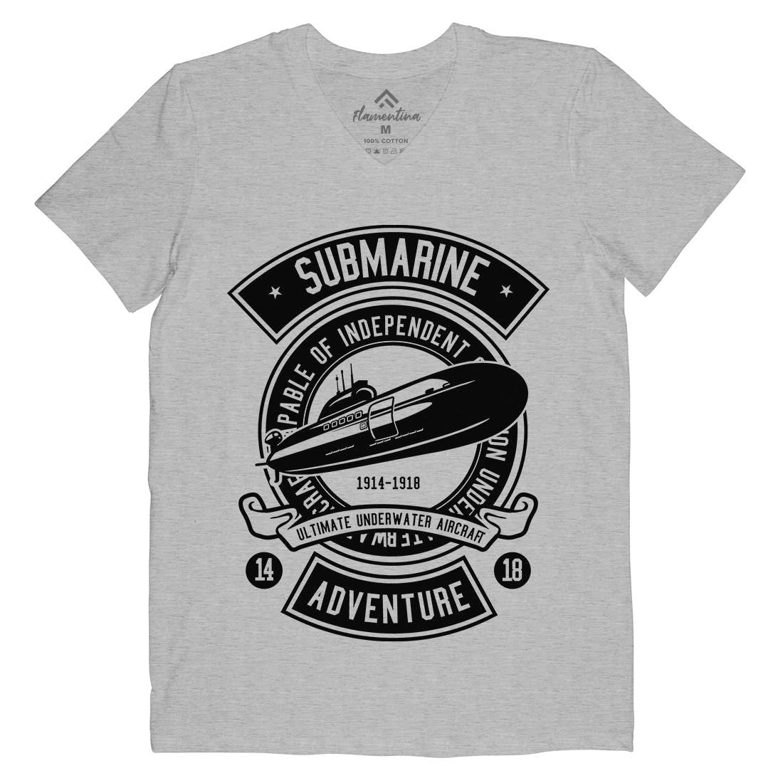 Submarine Mens V-Neck T-Shirt Navy B645