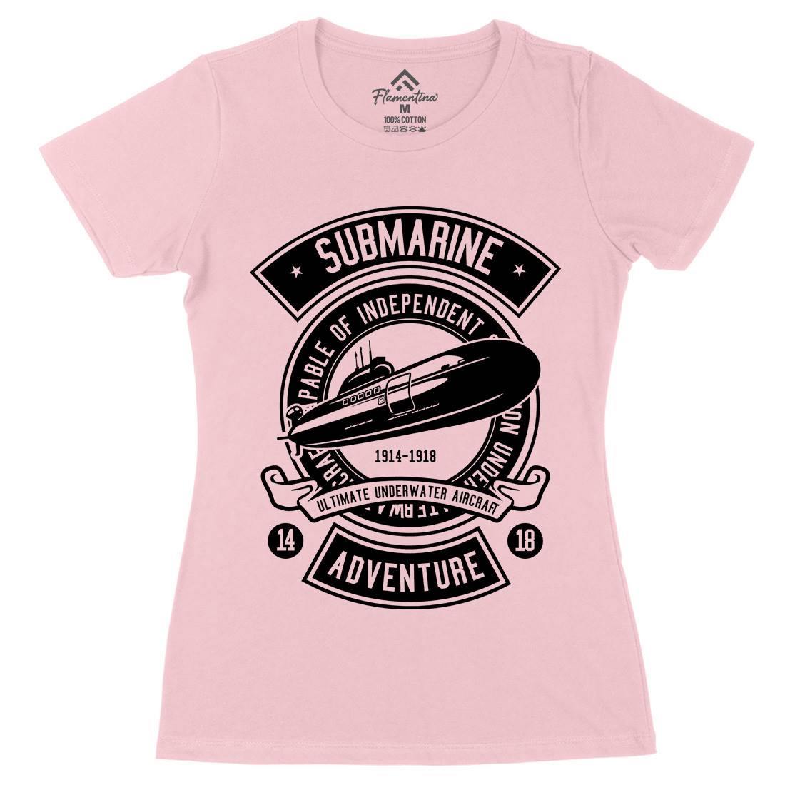 Submarine Womens Organic Crew Neck T-Shirt Navy B645