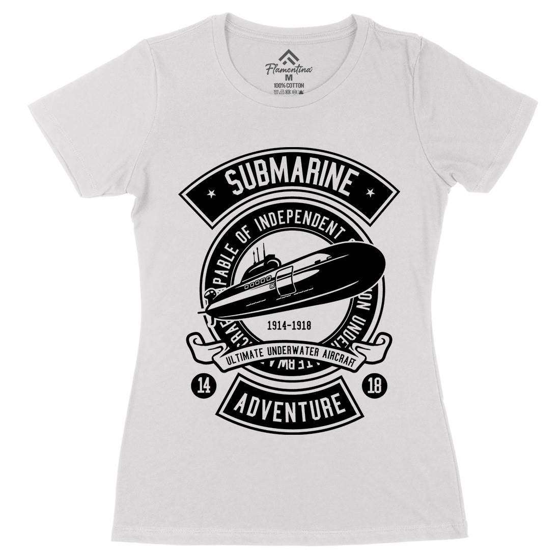 Submarine Womens Organic Crew Neck T-Shirt Navy B645