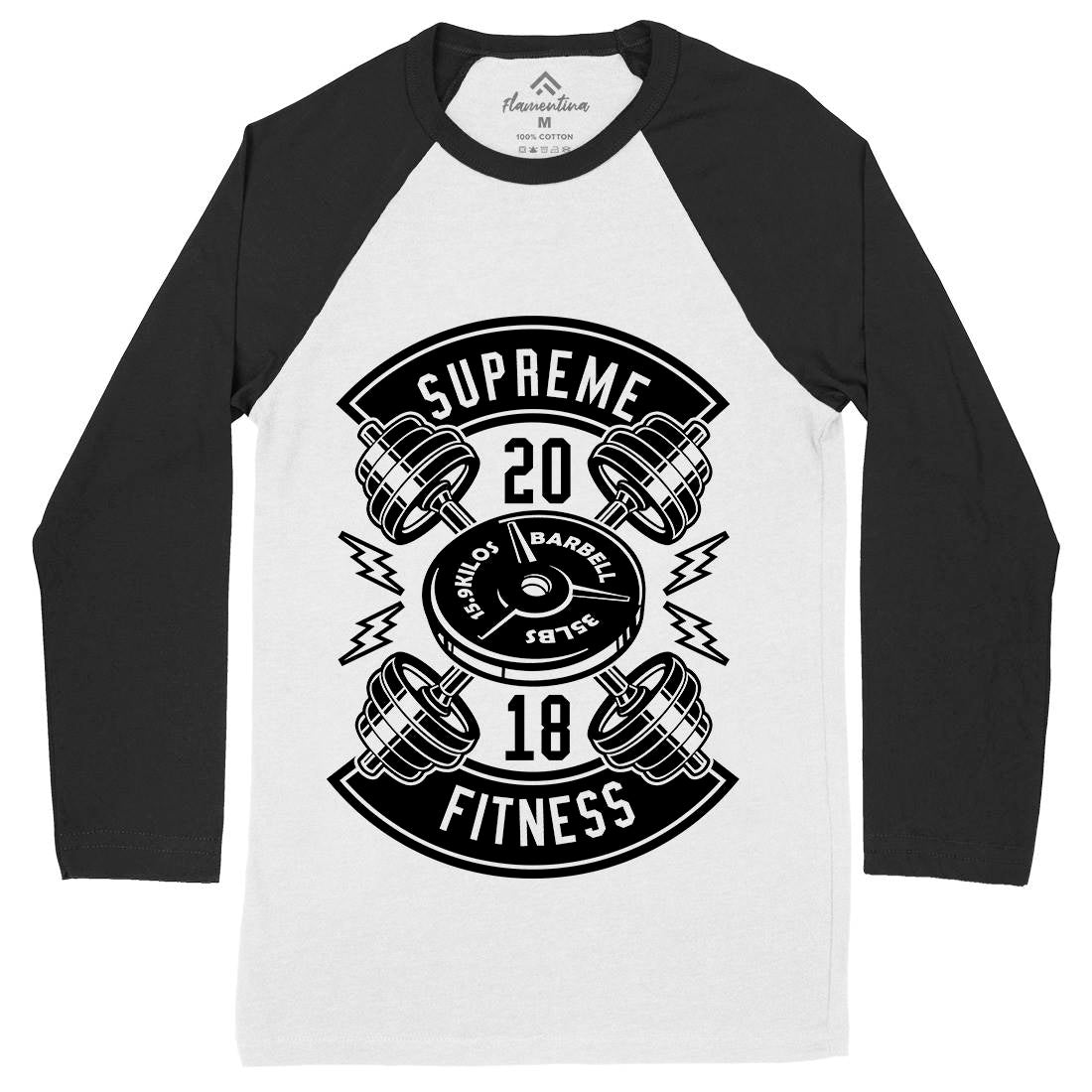 Supreme Fitness Mens Long Sleeve Baseball T-Shirt Gym B646
