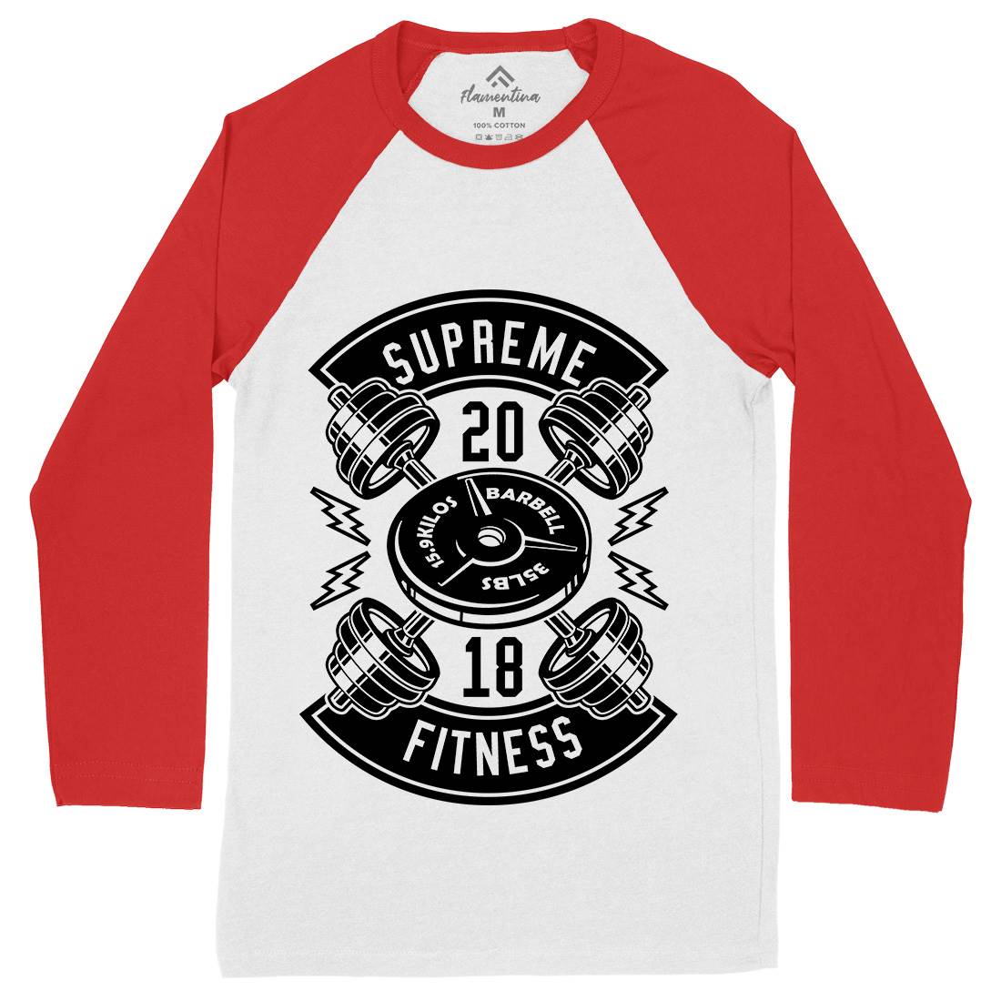Supreme Fitness Mens Long Sleeve Baseball T-Shirt Gym B646
