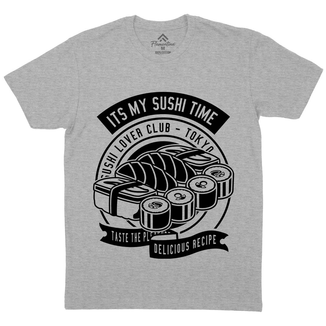 Sushi Time Mens Organic Crew Neck T-Shirt Food B647