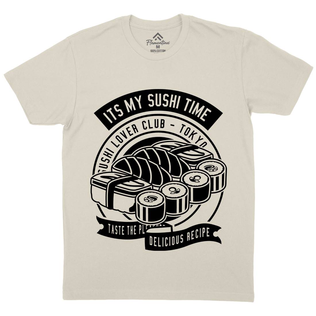 Sushi Time Mens Organic Crew Neck T-Shirt Food B647
