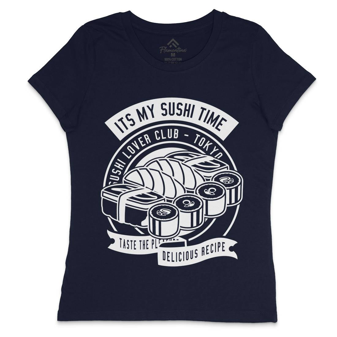 Sushi Time Womens Crew Neck T-Shirt Food B647