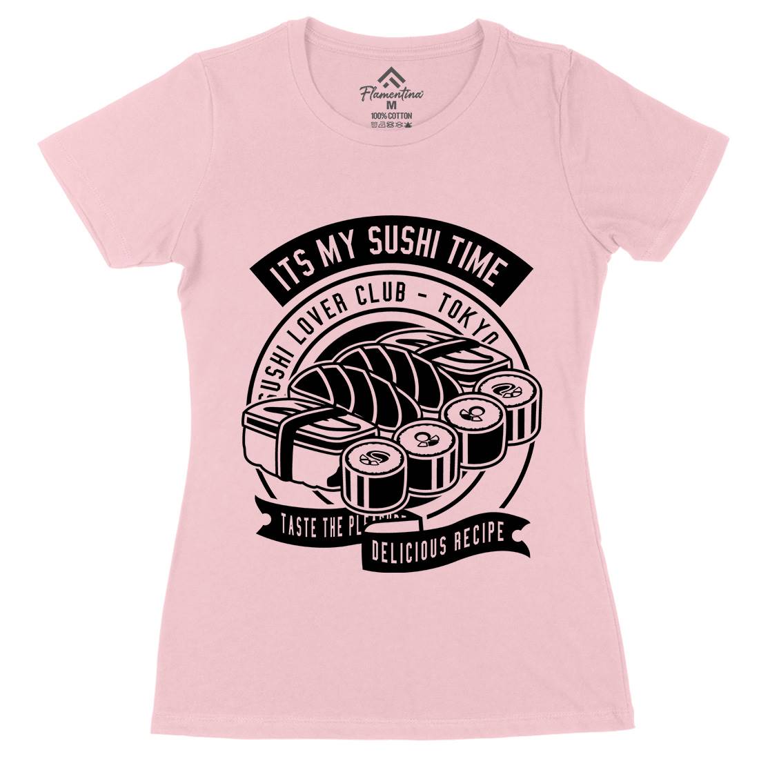 Sushi Time Womens Organic Crew Neck T-Shirt Food B647