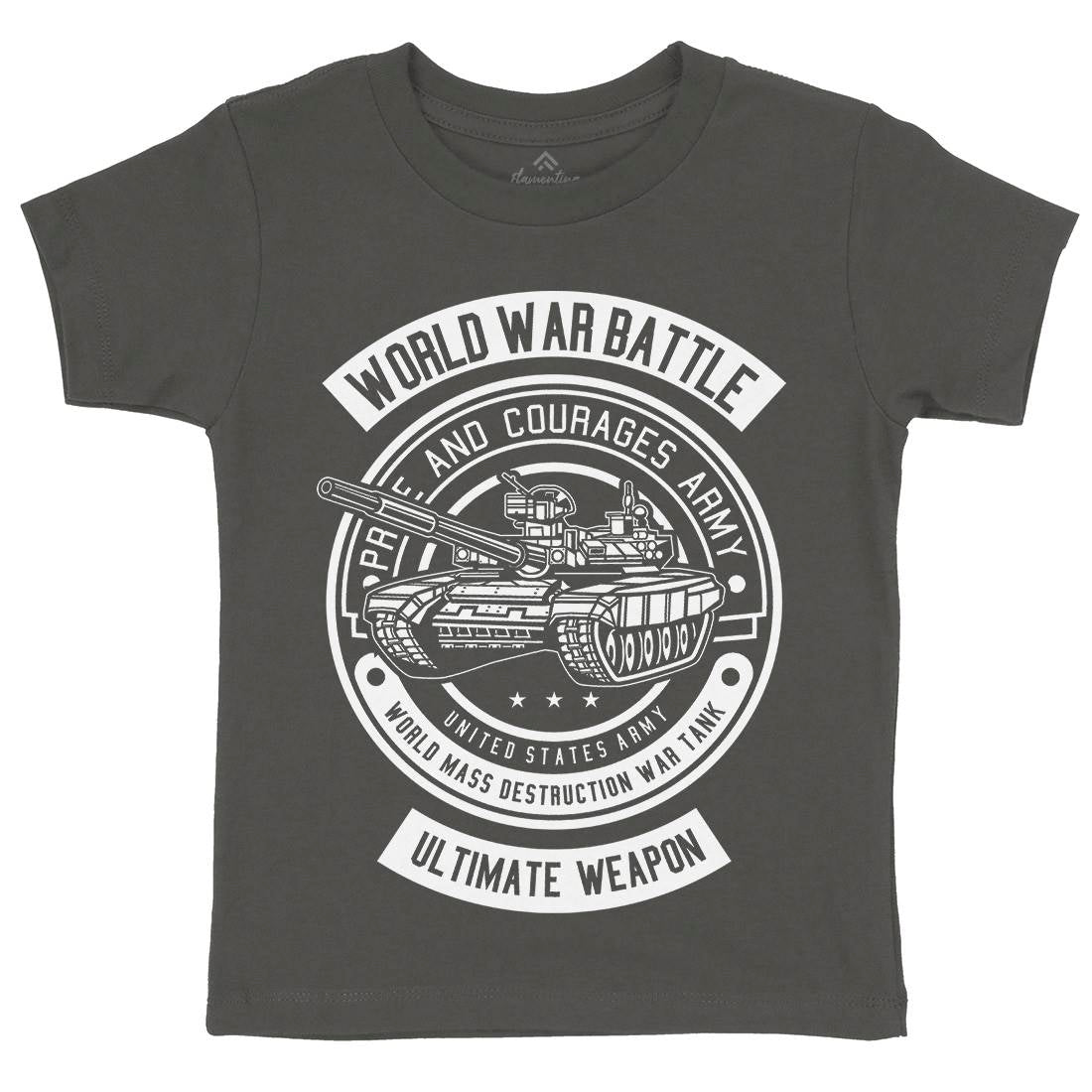Tank War Kids Organic Crew Neck T-Shirt Army B648
