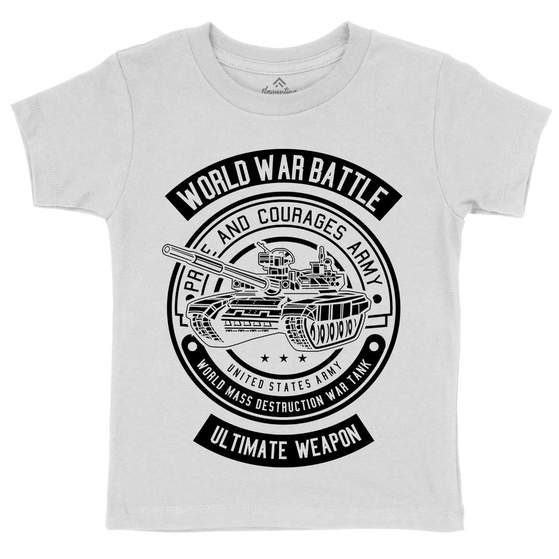Tank War Kids Organic Crew Neck T-Shirt Army B648
