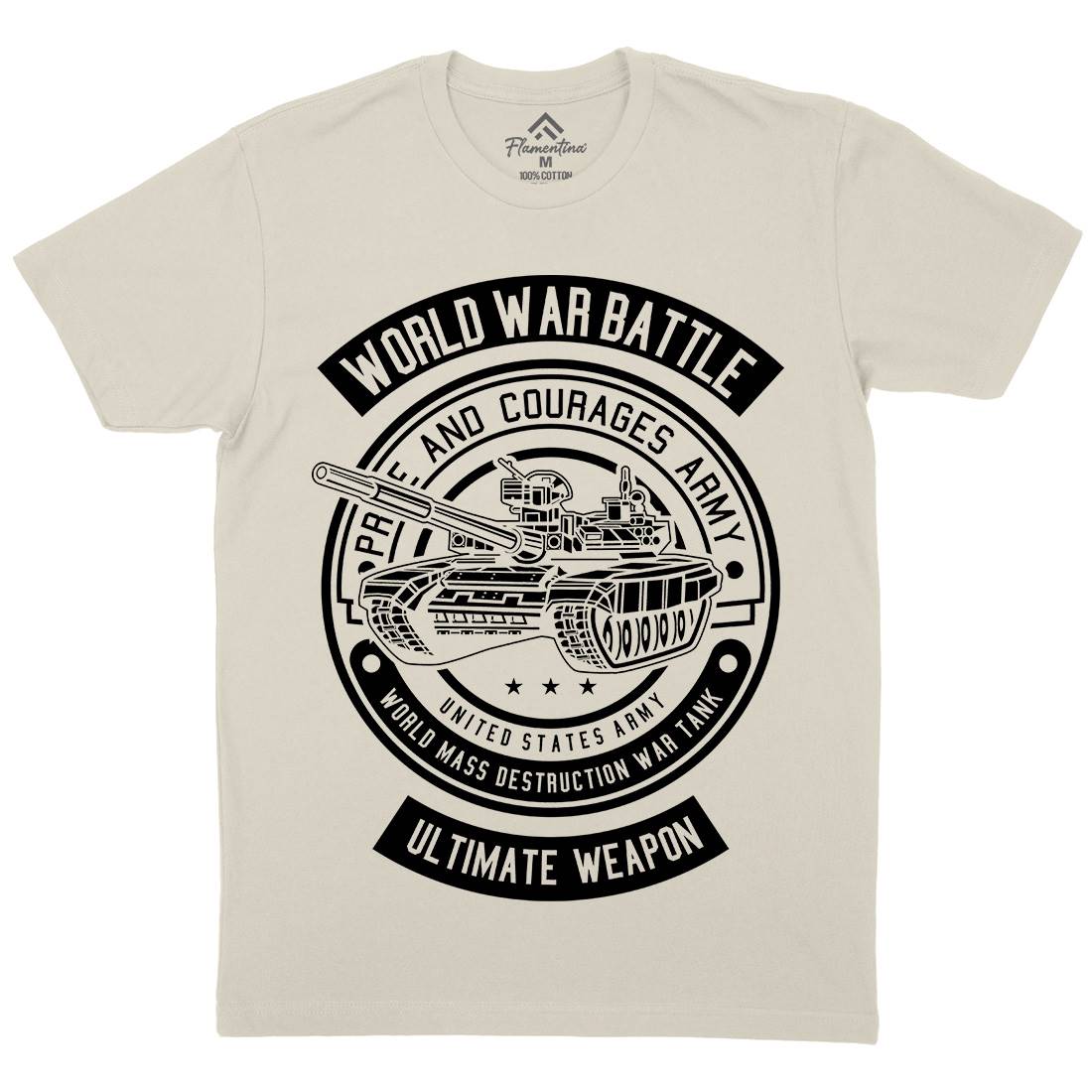 Tank War Mens Organic Crew Neck T-Shirt Army B648