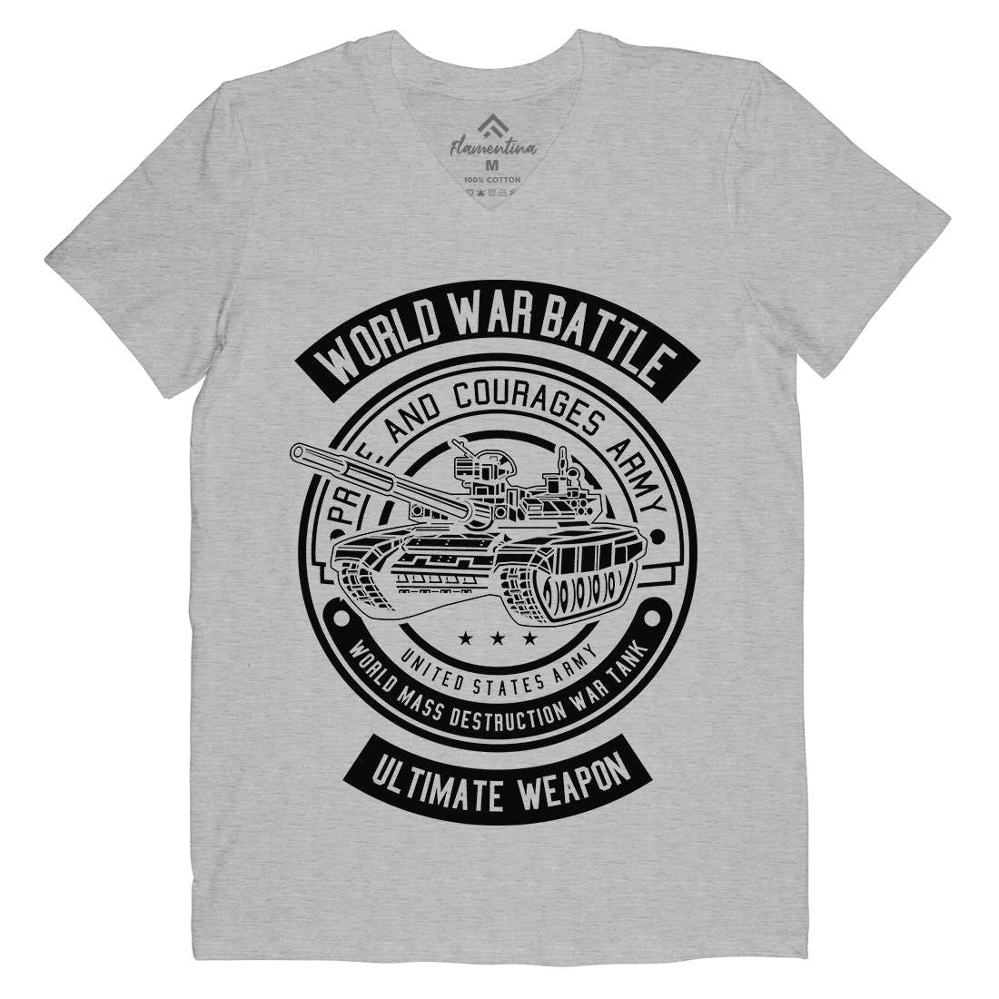 Tank War Mens V-Neck T-Shirt Army B648