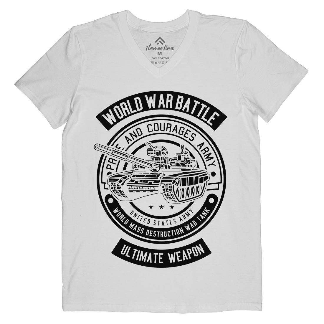 Tank War Mens V-Neck T-Shirt Army B648
