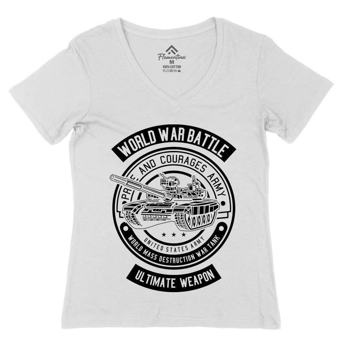 Tank War Womens Organic V-Neck T-Shirt Army B648