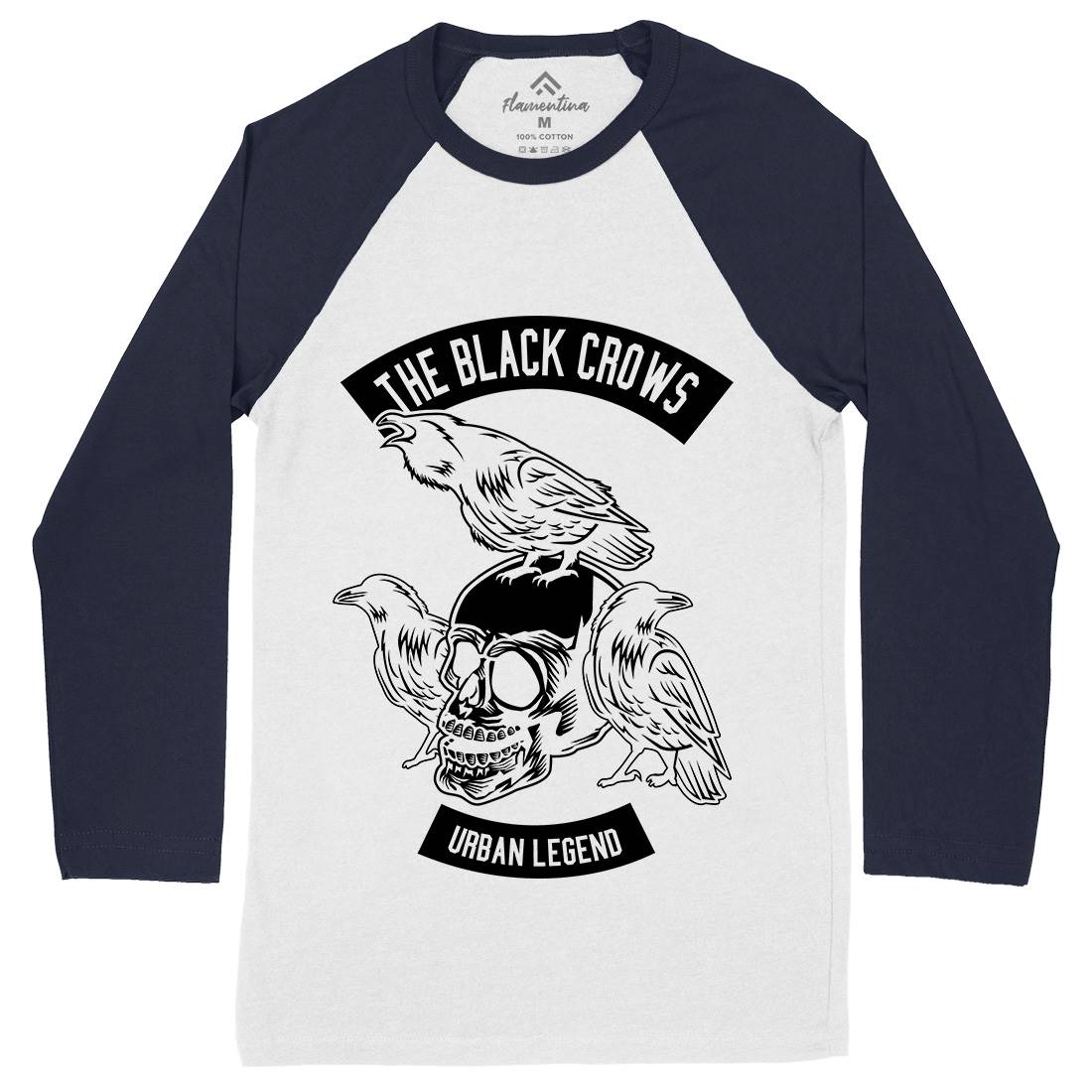 The Black Crows Mens Long Sleeve Baseball T-Shirt Horror B650