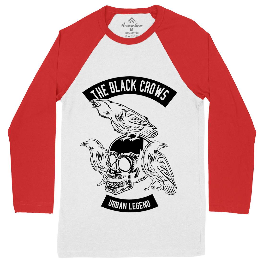 The Black Crows Mens Long Sleeve Baseball T-Shirt Horror B650