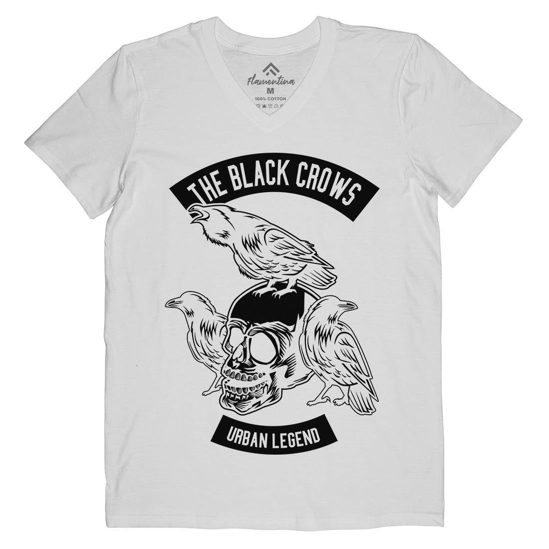 The Black Crows Mens Organic V-Neck T-Shirt Horror B650