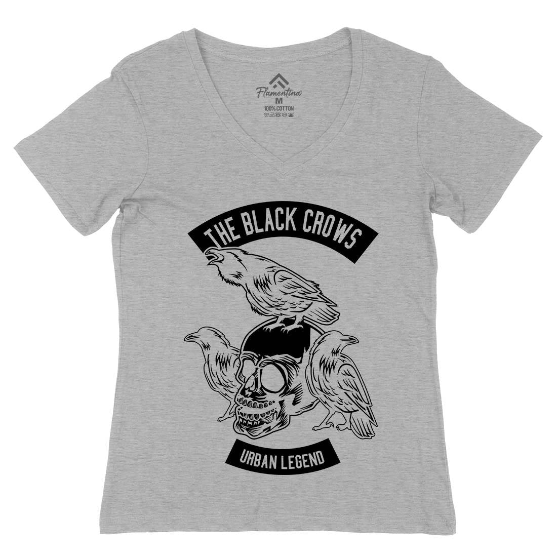 The Black Crows Womens Organic V-Neck T-Shirt Horror B650