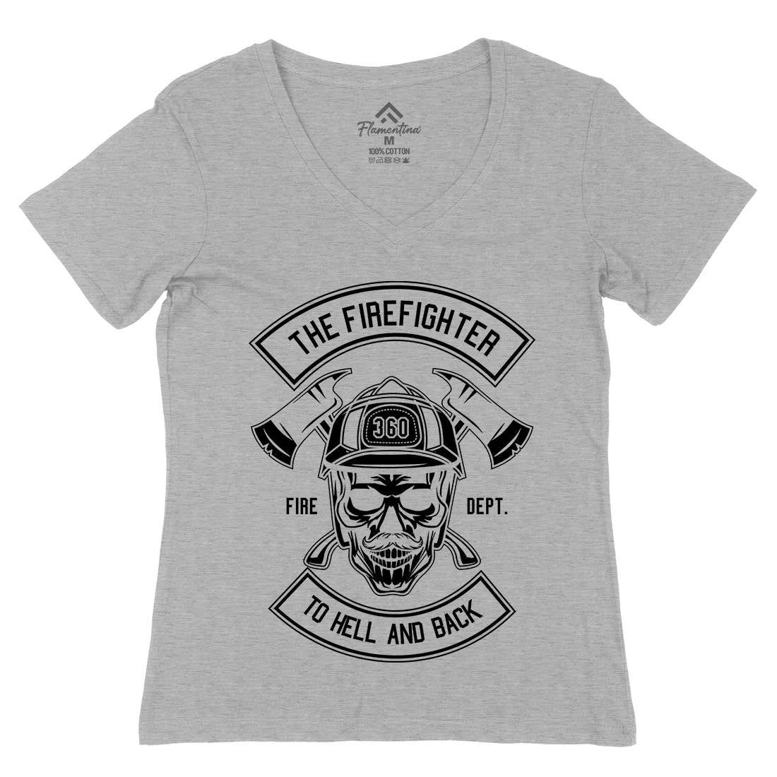 The Fire Fighter Womens Organic V-Neck T-Shirt Firefighters B651
