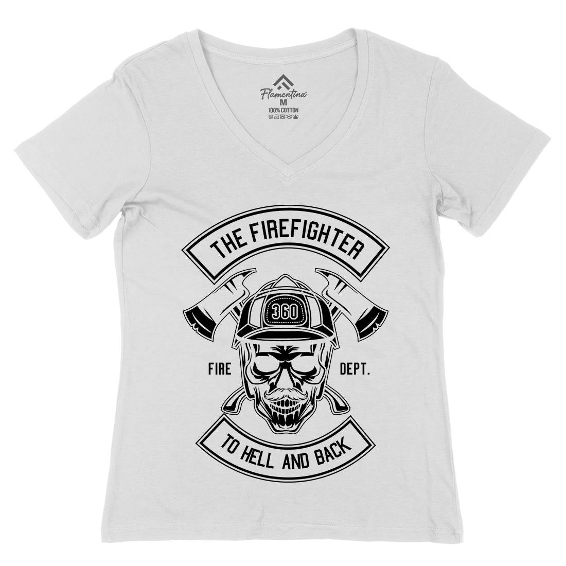 The Fire Fighter Womens Organic V-Neck T-Shirt Firefighters B651
