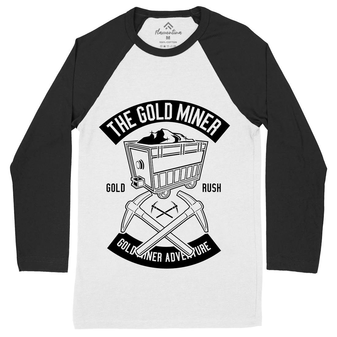 The Gold Miner Mens Long Sleeve Baseball T-Shirt Retro B652