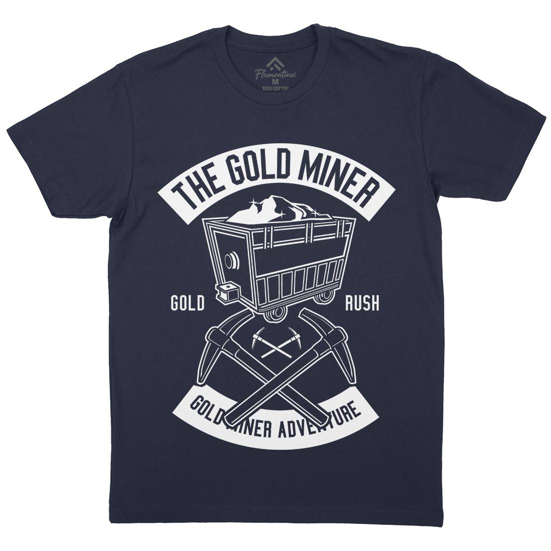 The Gold Miner Mens Organic Crew Neck T-Shirt Retro B652