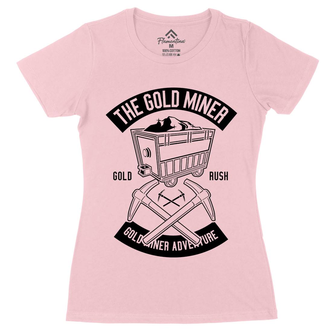 The Gold Miner Womens Organic Crew Neck T-Shirt Retro B652