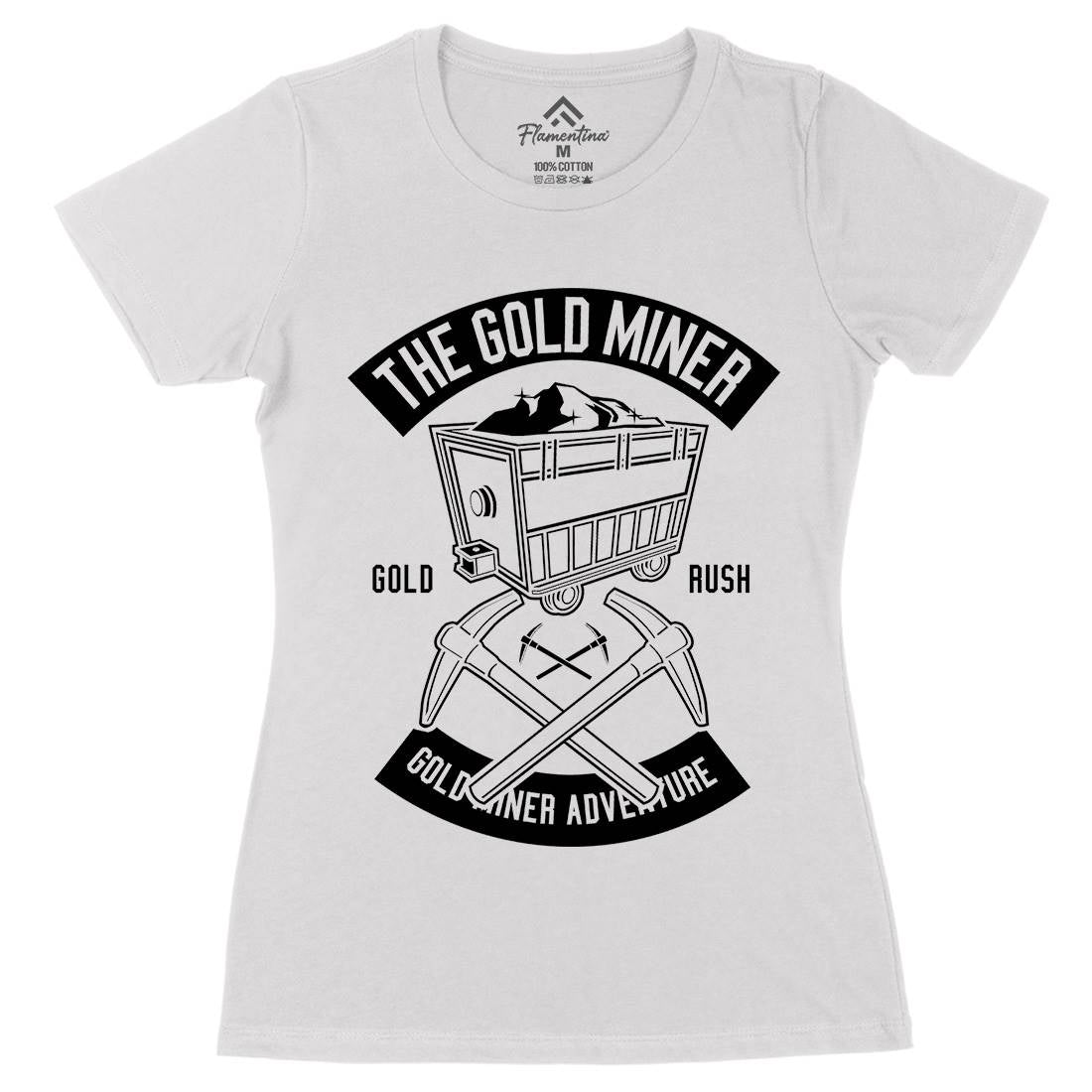 The Gold Miner Womens Organic Crew Neck T-Shirt Retro B652