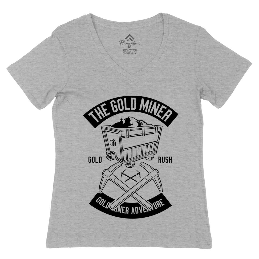 The Gold Miner Womens Organic V-Neck T-Shirt Retro B652