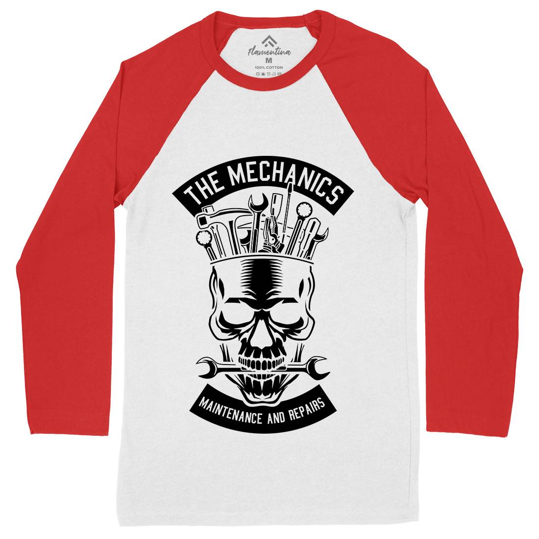 The Mechanics Mens Long Sleeve Baseball T-Shirt Retro B653