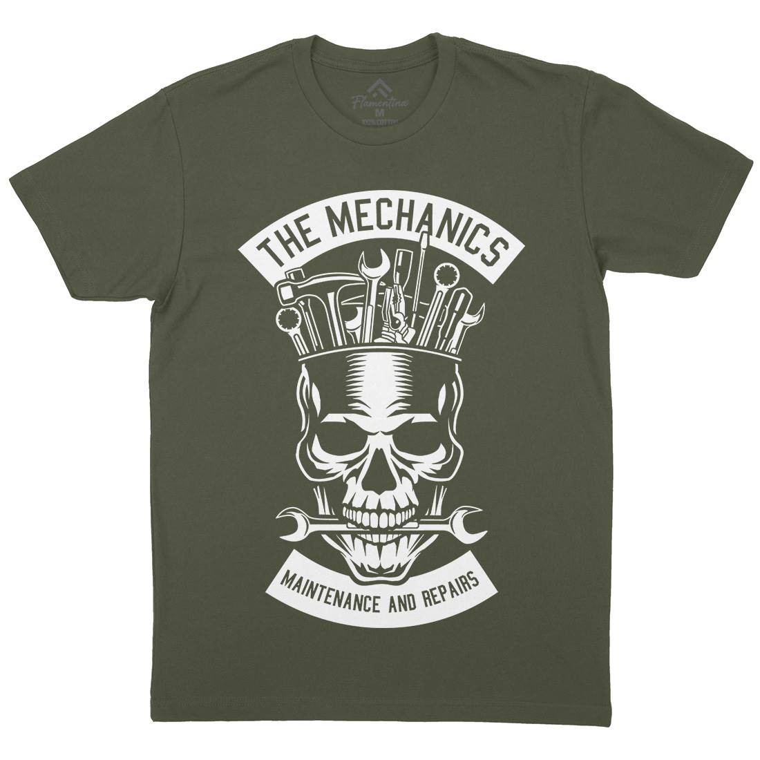 The Mechanics Mens Organic Crew Neck T-Shirt Retro B653