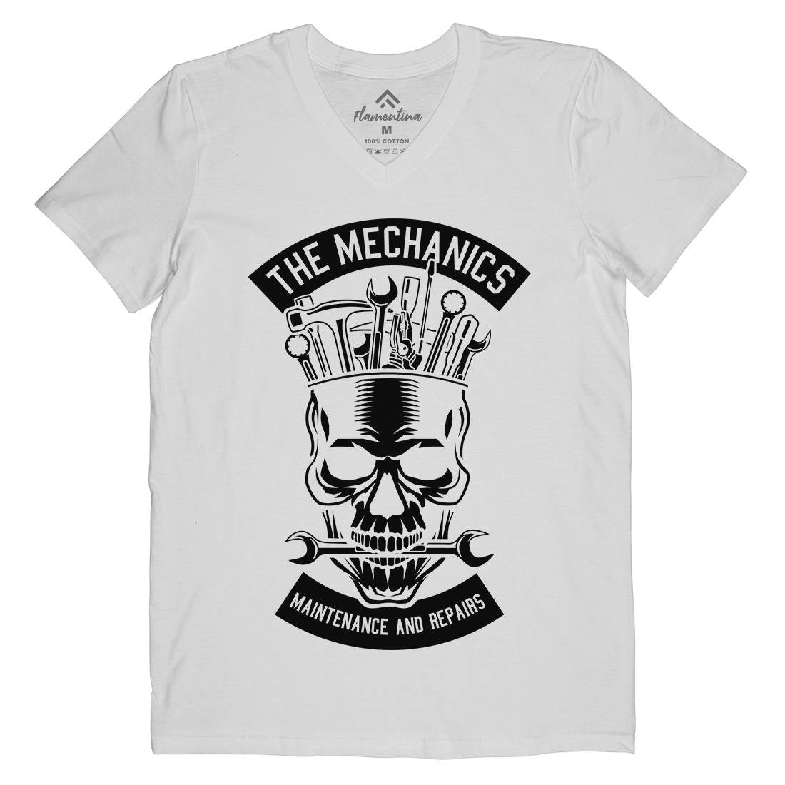 The Mechanics Mens V-Neck T-Shirt Retro B653